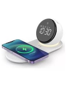 Wireless Charging Clock Speaker Vidvie 5 en 1 15W - White 2