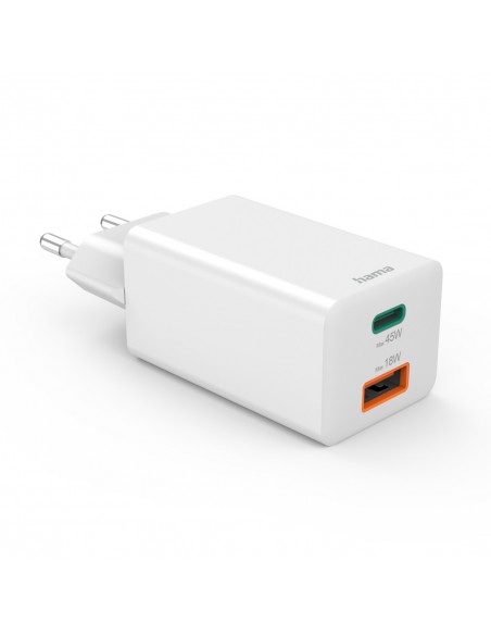 Mini Chargeur Rapide hama USB-C 45W USB-A 18W Power Delivery