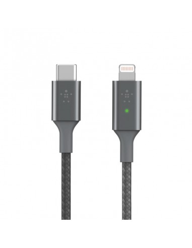 Cable USB-C Smart LED Vers Lightning Belkin 1.2M - Gris