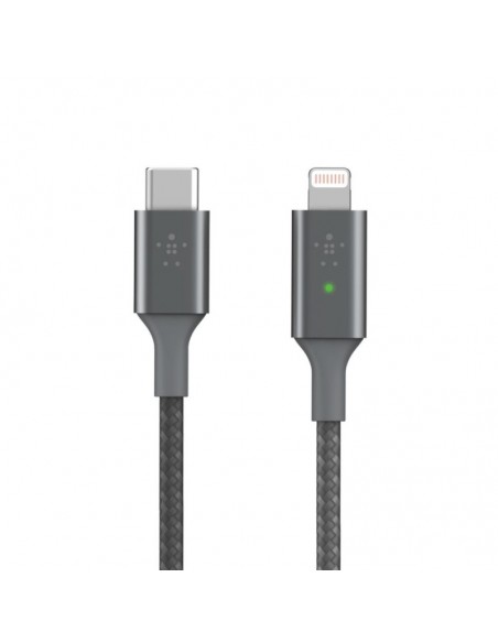 Cable USB-C Smart LED Vers Lightning Belkin 1.2M Gris
