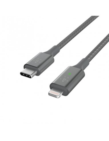 Cable USB-C Smart LED Vers Lightning Belkin 1.2M Gris