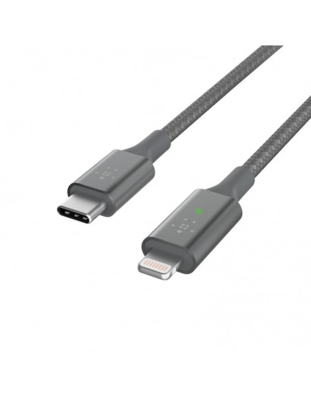 Cable USB-C Smart LED Vers Lightning Belkin 1.2M Gris