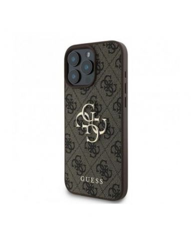 Coque Guess Hardcase avec logo en métal pour iPhone 16 Pro Marron
