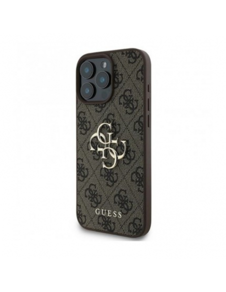 Coque Guess Hardcase avec logo en métal pour iPhone 16 Pro Marron