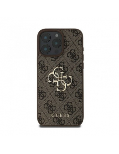 Coque Guess Hardcase avec logo en métal pour iPhone 16 Pro Marron