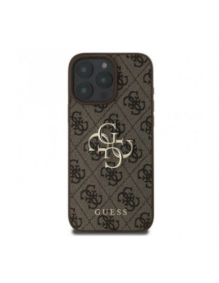 Coque Guess Hardcase avec logo en métal pour iPhone 16 Pro Marron