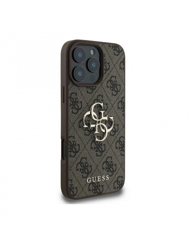 Coque Guess Hardcase avec logo en métal pour iPhone 16 Pro Marron