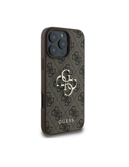 Coque Guess Hardcase avec logo en métal pour iPhone 16 Pro Marron