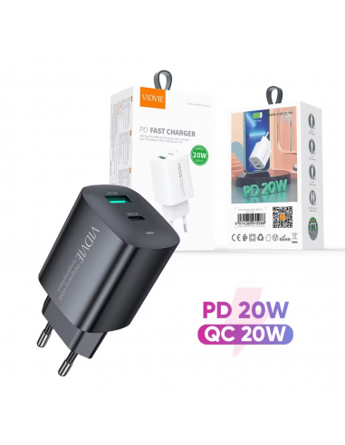 Chargeur Type-C VIDVIE Avec Cable Type-C 20W Fast Charging