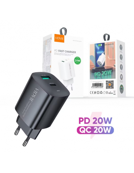 Chargeur Type-C VIDVIE Avec Cable Type-C 20W Fast Charging