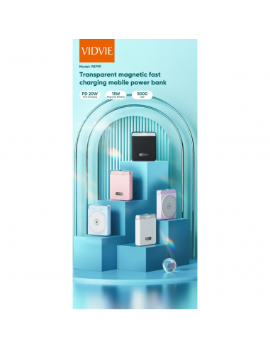 Power Bank Vidvie 5000 mAh 20W + 15W Magnetic Purple