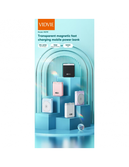 Power Bank Vidvie 5000 mAh 20W + 15W Magnetic Purple