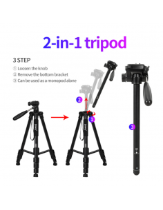Trépied 2en1 Jmary KP-2254 165 Cm pour caméras et... 2