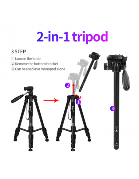 Trépied 2en1 Jmary KP-2254 165 Cm pour caméras et smartphones
