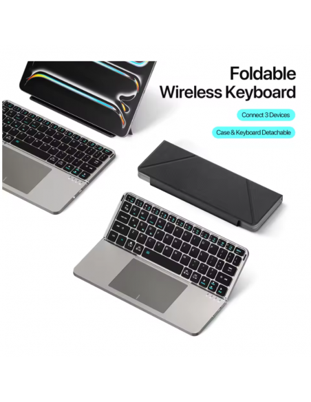 Clavier pliable Bluetooth avec touchpad et Etui QWERTY