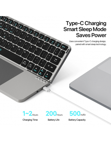 Clavier pliable Bluetooth avec touchpad et Etui QWERTY