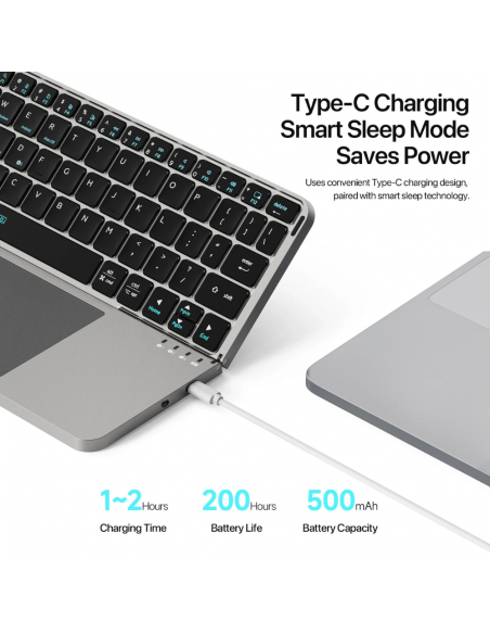 Clavier pliable Bluetooth avec touchpad et Etui QWERTY