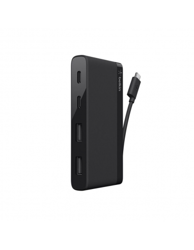 Adaptateur avec 2 ports USB-C, 2 ports USB-A + câble USB-C intégré