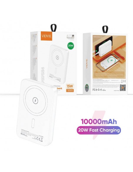 Power Bank Magnétique Vidvie 10000 mAh 15W