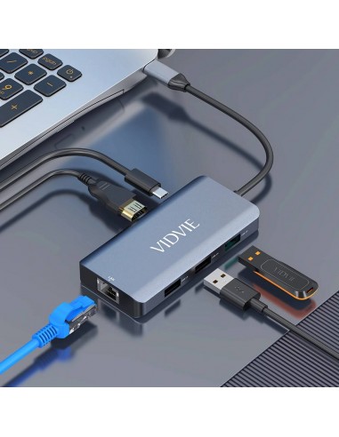 Hub Type-C Vidvie 6 en 1 60W gris