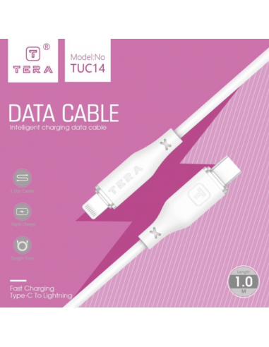 câble Lightning vers USB-C TERA Fast Charging 1 mètre blanc