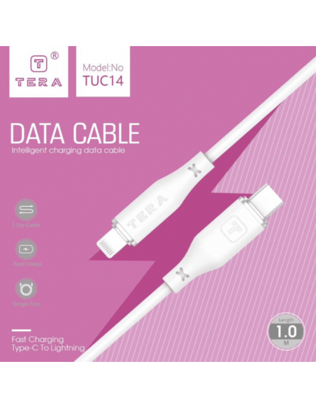 câble Lightning vers USB-C TERA Fast Charging 1 mètre blanc