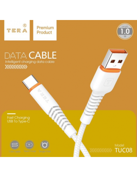 Cable Type-C Vers USB-A TERA Fast Charging 1m Blanc