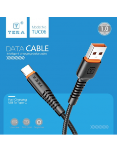 Cable Type-C Vers USB-A TERA Fast Charging 1m Noir 2