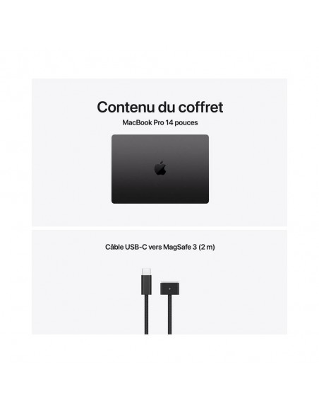 MacBook Pro 14 Apple M5 CPU 10C GPU 10C 24Go SSD 1To Sans Adaptateur Space Noir