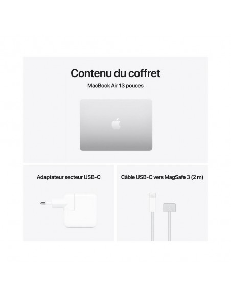 MacBook Air 13 Apple M4 CPU 10C GPU 10C 24GB SSD 512Go Silver