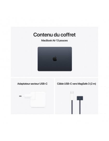 MacBook Air 13 Apple M4 CPU 10C GPU 10C 24GB SSD 512Go Midnight