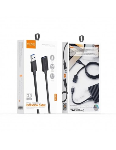 rallonge Cable USB male femelle 2 mètres noir