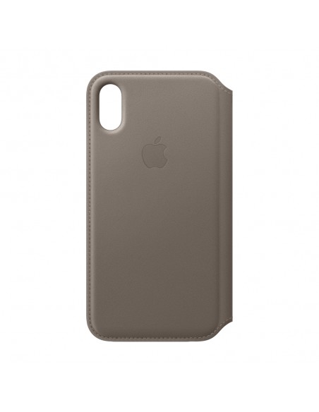 LEATHER FOLIO IPHONE X - TAUPE