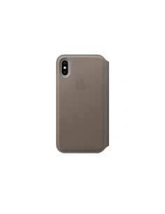 LEATHER FOLIO IPHONE X - TAUPE 2