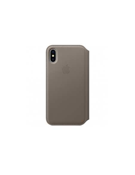 LEATHER FOLIO IPHONE X - TAUPE