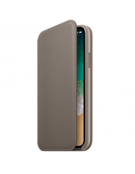 LEATHER FOLIO IPHONE X - TAUPE