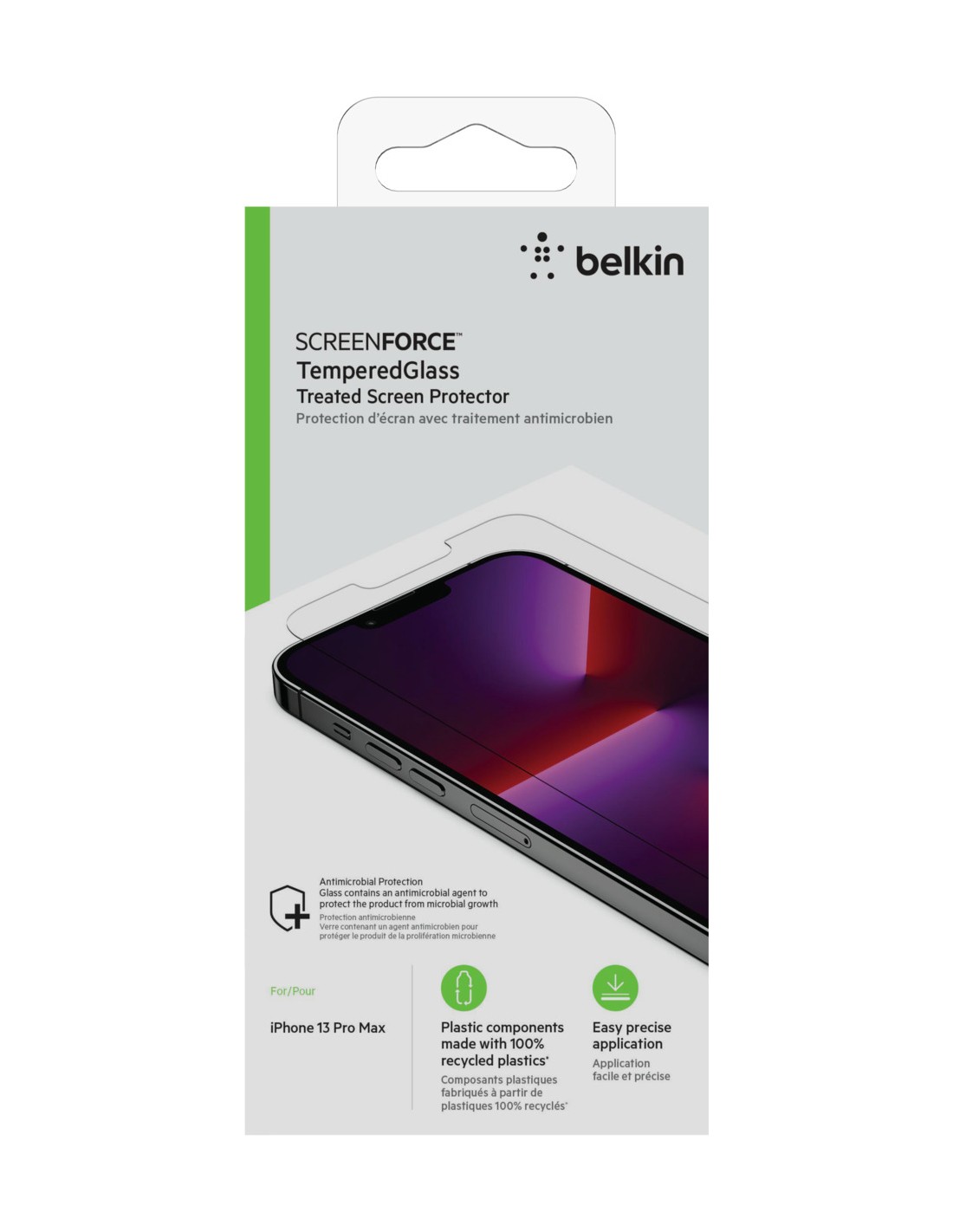 Protection d'écran antimicrobienne TemperedGlass pour iPhone 15 Pro