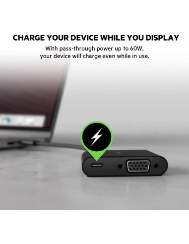 Adaptateur USB-C Vers VGA + Recharge Belkin - Noir