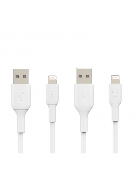 Câble Lightning Vers USB-A Belkin 1m (Pack de 2) - Blanc Câble Lightning Vers USB-A Belkin 1m (Pack de 2) - Blanc