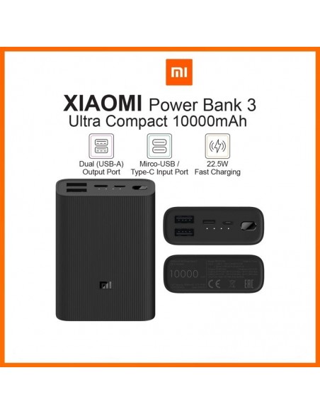 Power Bank Redmi 10000 mAh Ultra Compacte - Noir