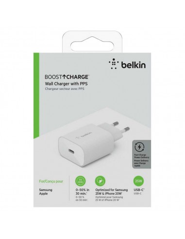 Chargeur Rapide Secteur Belkin USB-C 25W - Blanc