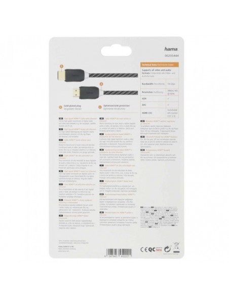 Cable HDMI Hama  Ethernet Haute Vitesse 4K Ultra HD 1.5m