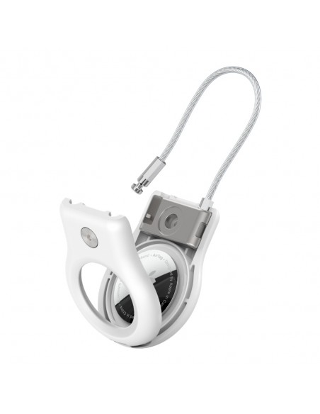 Anneau de Protection avec Câble Métallique pour Apple AirTag - Blanc