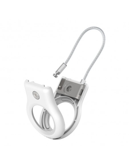 Anneau de Protection avec Câble Métallique pour AirTag - Blanc