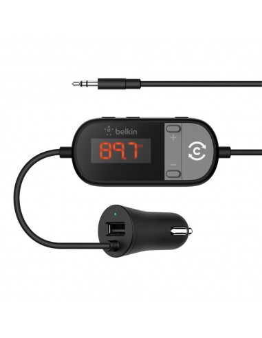 metteur TuneCast¨ 3,5 mm vers FM avec chargeur de voiture - Noir