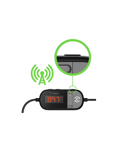 metteur TuneCast¨ 3,5 mm vers FM avec chargeur de voiture - Noir