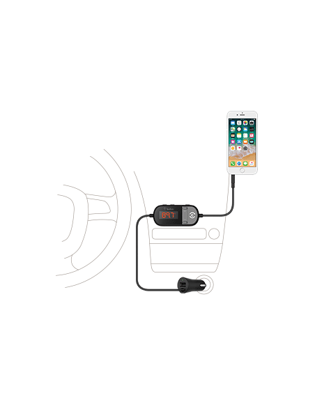 metteur TuneCast¨ 3,5 mm vers FM avec chargeur de voiture - Noir