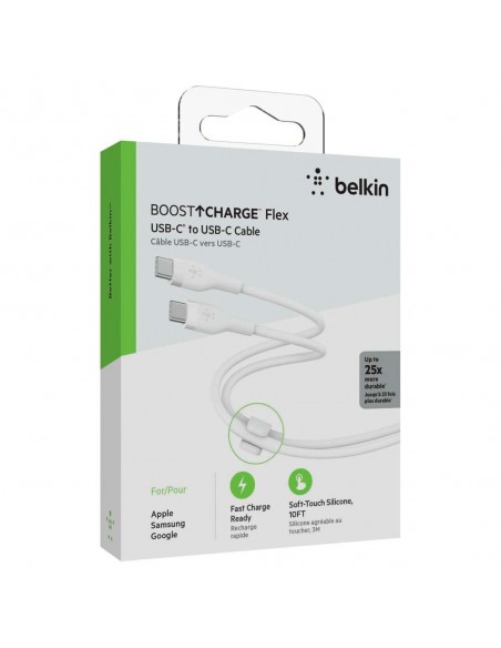 Cable USB-C Vers USB-C Belkin 3M - Blanc