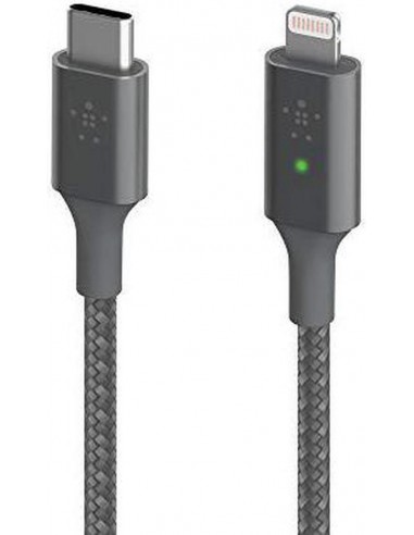 Câble USB-C Smart LED vers Lightning Belkin 1.2M - Gris