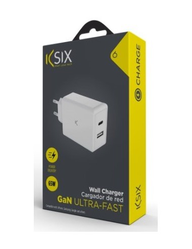 Chargeur Ultra-Rapide Secteur KSIX USB-C 65W -...